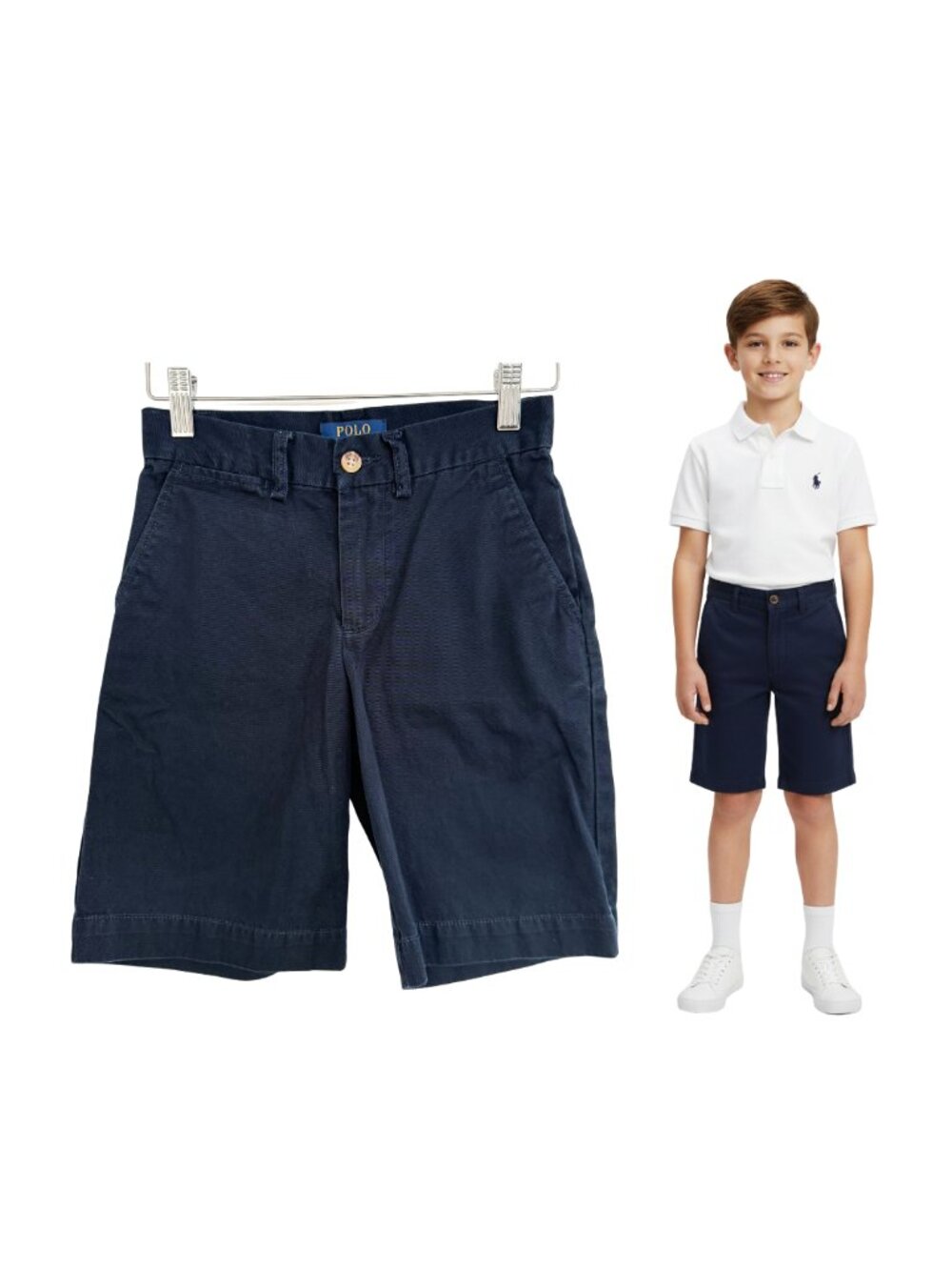 Polo Ralph Lauren Shorts Boys 8 Chino Navy Blue Flat Front Preppy School Uniform